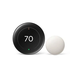 Google Nest Learning Thermostat 4. Gen mit Sensor - Polierter Obsidian - Brandneu - Bild 1 von 11