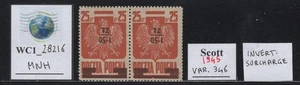 WC1_28216. POLAND. Rare inverted surcharge of pair of 1945 Sc. 346. MNH & signed - Picture 1 of 1