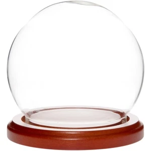 Plymor 3.5" x 4" Glass Display Dome Globe Cloche (Walnut MDF Base) - Picture 1 of 3