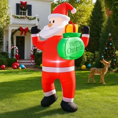5FT Inflatable Santa Claus with Gift Bag – Light-Up Christmas Decoration for Hom - Image 1 of 4