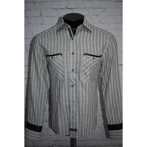 Camisa de vestir inglesa de lavandería para hombre talla grande Christopher Wicks etiqueta negra gris - Imagen 1 de 11