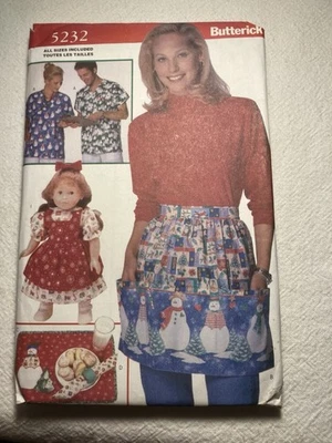 Butterick 5232 Christmas Gifts Pattern Apron Doll Dress Place Mats & More  UNCUT - Image 1 of 2