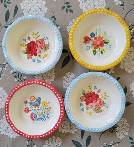 Pioneer Woman Mazie Sweet Rose Blooming Spring Floral 5" Mini Pie Pan Dish Set 4 - Picture 1 of 3