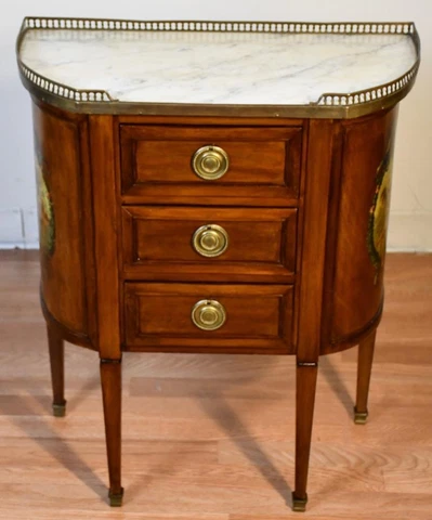 1910 Antique French Louis XVI Mahogany & marble top Nightstand / bedside table Cover