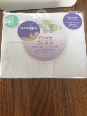 Babies R Us Tejido BLANCO Sábanas Cuna Paquete de 2 se adapta a Almohadilla Cuna 36" x 18.5" x 2"-NUEVO Foto 1 de 4
