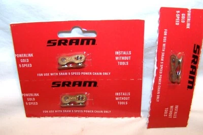 NEW SRAM 9-Speed Chain Powerlink Gold Quick/Master Links -3 pairs sealed - Image 1 of 2