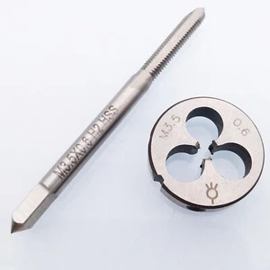  HSS M3,5 x 0,6 mm Steckgewindebohrer & M3,5 x 0,6 mm Schneideisen CNC metrisch Kegelgewinde rechts - Bild 1 von 4