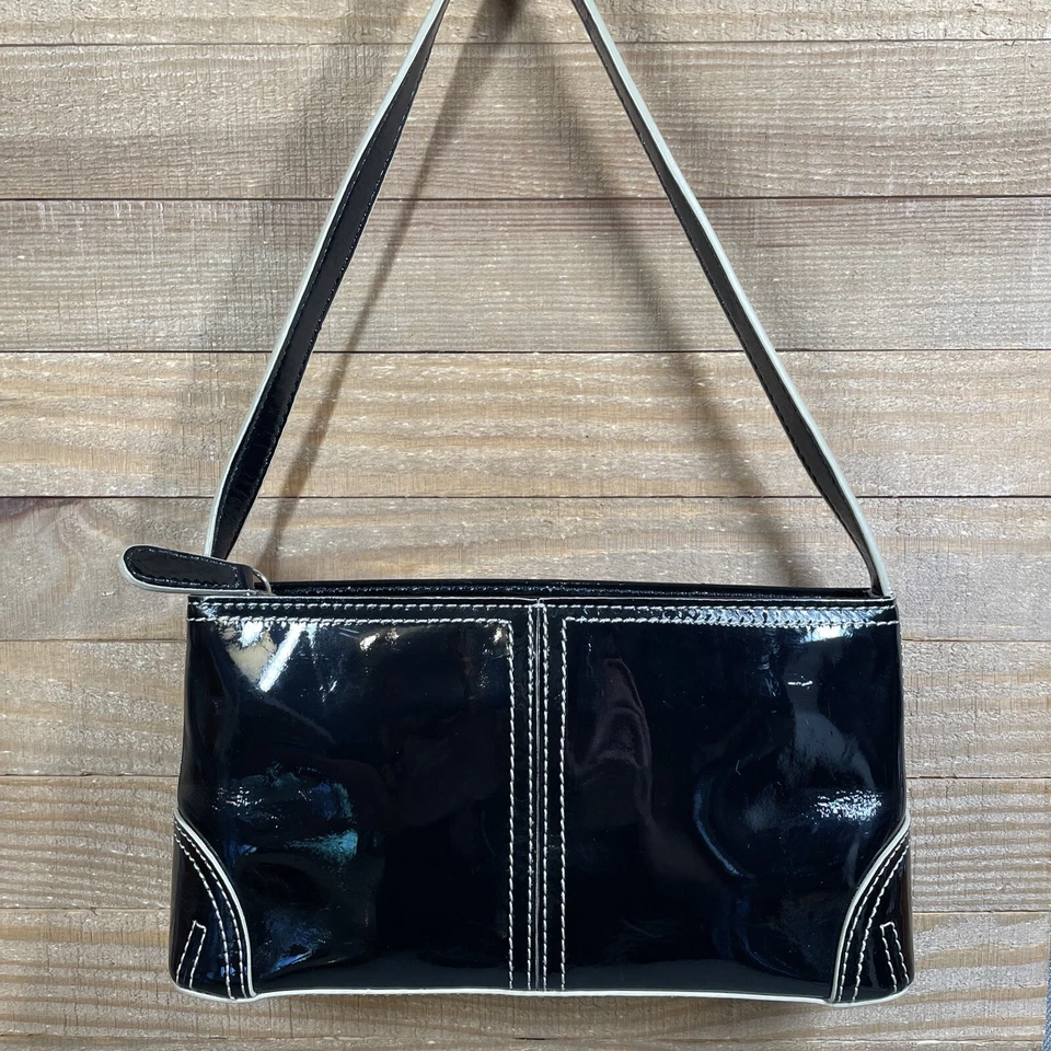 Ann Taylor Mini Patent Leather Black Purse Handbag - Image 1 of 4