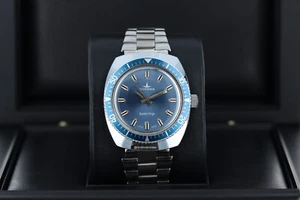 Dugena Watertrip Vintage 37mm Blue Dial Watch on Stainless Steel - Picture 1 of 2