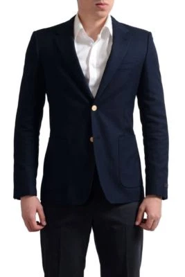 Blazer masculino Prada azul escuro dois botões esporte EUA 36 IT 46R - Imagem 1 de 3