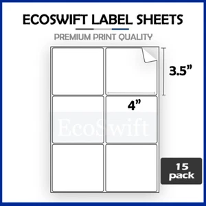 (90) Etichette adesive 4 x 3 1/3 EcoSwift Laser/Inchiostro Indirizzo Spedizione 6 per foglio - Foto 1 di 5