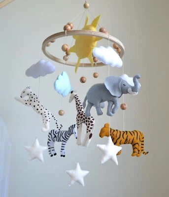 Safari Bebé Móvil, Selva Guardería Móvil Colgante Cuna Móvil Hecho a Mano Bebé Juguete Foto 1 de 4