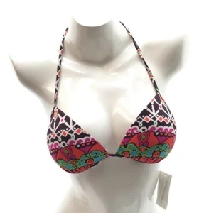 Trina Turk Womens Swimwear Mocha Multi Color Paisley String Bikini Top Size 6 - Picture 1 of 4
