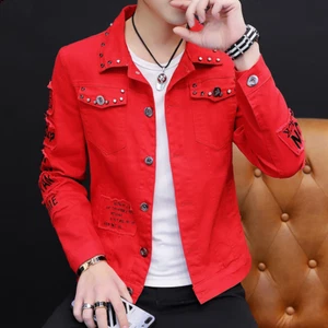Spring And Autumn Jeans Coat Men's Korean-style Fashion Students Handsome Jacket - Picture 1 of 16