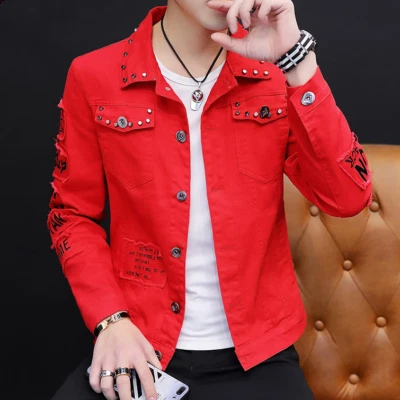 Spring And Autumn Jeans Coat Men's Korean-style Fashion Students Handsome Jacket - Image 1 of 4