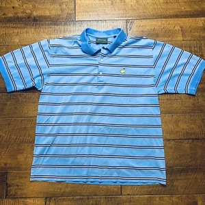Masters Collection Shirt Blue Striped Pima Cotton Polo Augusta Golf Men's Sz L - Picture 1 of 7