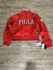 VTG NBA Hardwood Classic Philadelphia 76ers Satin Full Zip Jacket, W L NBA Her - Picture 1 of 9