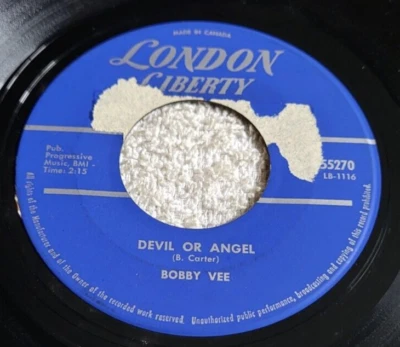 Bobby Vee – Devil Or Angel / Since I Met You Baby 1960 Rock Pop 45 RPM Record 7" Foto 1 de 4