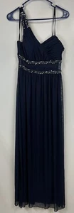 Jodi Kristopher Sz 3 Stretch Long Gown Formal Evening Dark Blue - Picture 1 of 8