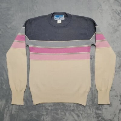 Vintage Sweater Women Pink Cream Gray 3D Knit 100% Wool Colorblock 90s Y2K Retro Foto 1 de 4