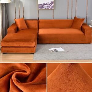  Thick Elastic 1/2/3/4 Seater Sofa Cover for Living Room Velvet Plush L Shaped 