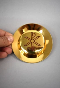 Older Sterling Silver Gold Plated Host Box, Pyx with Enamel (CU529) chalice co - Picture 1 of 7