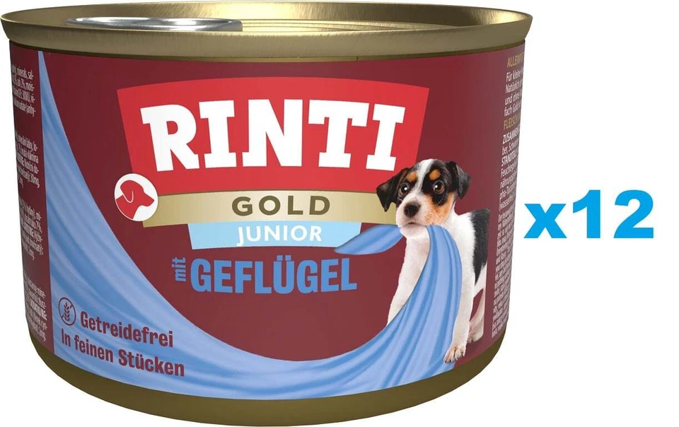 12x185 g RINTI Gold Junior Mini Geflügel getreidefrei Welpen kleiner Rassen - Bild 1 von 1