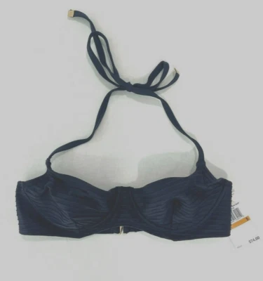 Top de bikini de natación Michael Kors para mujer con aros azul marino talla S 00149 Foto 1 de 2