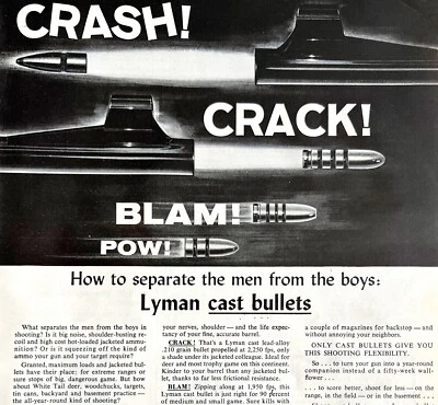 Lyman Gun Sight Cast Bullets 1964 Advertisement Hunting Ammo Vintage DWEE13 Foto 1 de 2