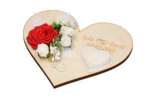~ Personalised wedding ring cushion made of wood engraved NAMES any text ~ - Picture 1 of 21