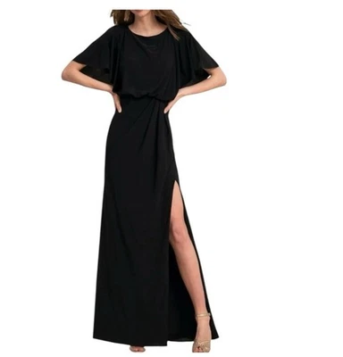 Новый с Ярлыками Anthropologie BHLDN Lena трепетать рукав Джерси платье черный размер 6 эластичной - Изображение 1 из 4