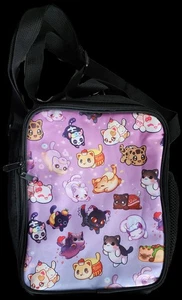 Borsa porta pranzo arte cartone animato gatto gattino chibi tracolla borsa bottiglia isolata - Foto 1 di 4