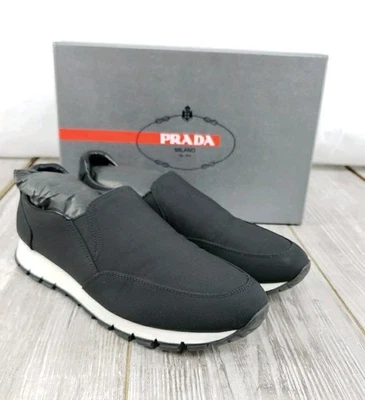 Zapato Prada Talla 8 Para Mujer Blanco y Negro Sin Cordones Nylon Calzature Estilo Donna Foto 1 de 4