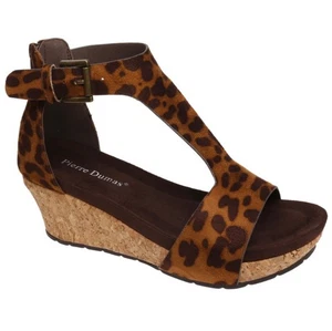 Nuovi con scatola - Sandali con zeppa Pierre Dumas stampa leopardata - taglia USA 9M - Foto 1 di 3