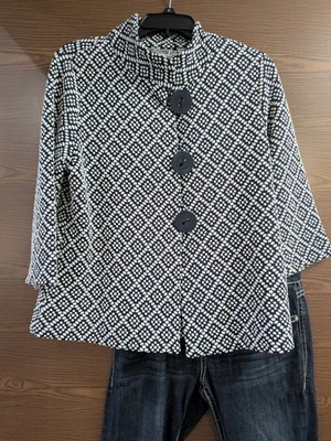 TALLA PM JM COLLECTION PETITE Camisa Abotonada Azul y Blanco INVPV3985 Foto 1 de 3