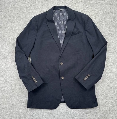 Bonobos Blazer Mens 42L Blue Standard Fit Cotton Seersucker Textured City Jacket - Image 1 of 4