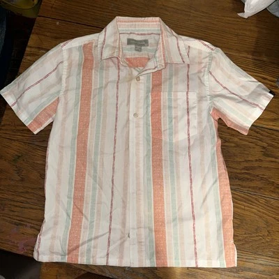 Lucky Brand Boy’s Short Sleeve Button Down Stripe Shirt Size Small Preppy - Image 1 of 4
