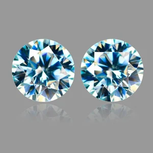 1.86 Ct IF 2 Pcs Pair Brilliant Round (Diamond Cut) 6.5 MM Aqua Blue Moissanite - Picture 1 of 5