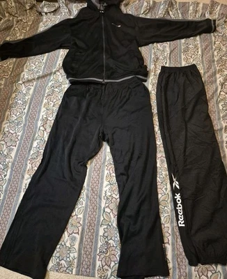 REEBOK винтажный Y2K черный и серый костюм с дополнительной ветровка брюки XXL - Изображение 1 из 4