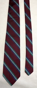 POLO RALPH LAUREN HERRENKRAWATTE BURGUNDERROT BLAU TÜRKIS STREIFEN KRAWATTE ENGLAND GEBRAUCHT, IN EINWANDFREIEM ZUSTAND - Bild 1 von 1