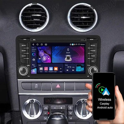 NHOPEEW Radio de coche 4+64 GB para Audi A3 8P 2003-2012 Android 15 GPS SAT NAVI BT Carplay SWC