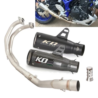 Full Exhaust System Link Pipe Muffler For Yamaha YZF R3 R25 MT03 MT25 2016-2025 - Image 1 of 4