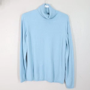 Vtg Neiman Marcus Cashmere Turtleneck Sweater XL Blue Long Sleeve Pullover - Picture 1 of 13