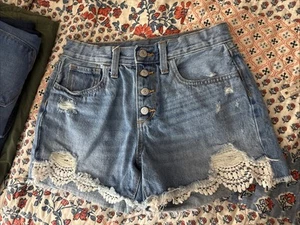 Girls 14 Old Navy High Rise Button Fly Cool Lace Shorts~ - Picture 1 of 15