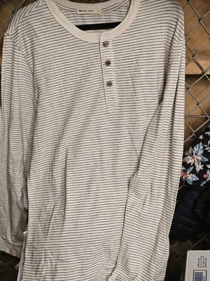 Camisa Henley de Manga Larga Ligera a Rayas de Capa Marina Para Hombre Pequeña Blanca Negra Foto 1 de 4