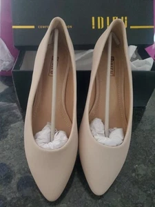 IDIFU BALLET FLATS Nude Nubuck Penny Dress Shoes 8.5 Pointed Toe Soft NEW - Picture 1 of 6