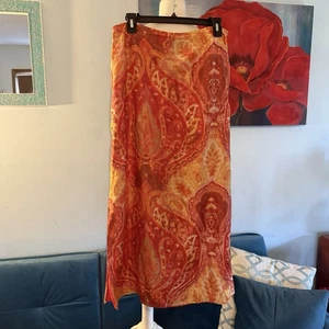 Lafayette 148 Maxirock Blumen Größe 10 L 100 % Seide orange - Bild 1 von 9