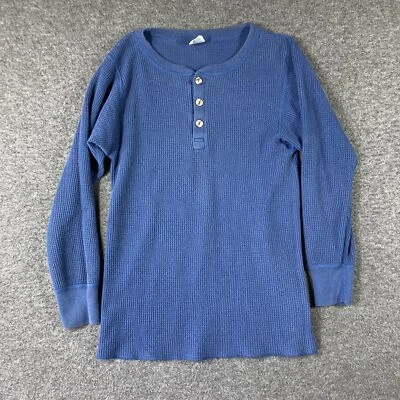 Vintage JE Morgan Shirt Mens Large L Blue Henley Waffle Knit Grunge Rockabilly - Image 1 of 4