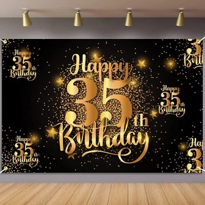 Happy 35th Birthday Backdrop Banner Step and Repeat 35 Years Old Background D... - Picture 1 of 7