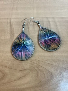 Groovy Rainbow Dangle Earrings Unbranded 3” - Picture 1 of 4